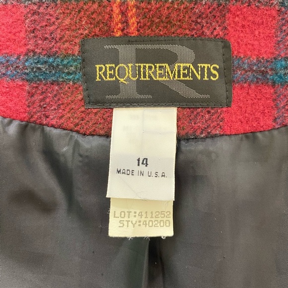 Requirements Tartan Plaid Blazer
Jacket Women 14 USA Made Red Green VTG Academia - Picture 5 of 6